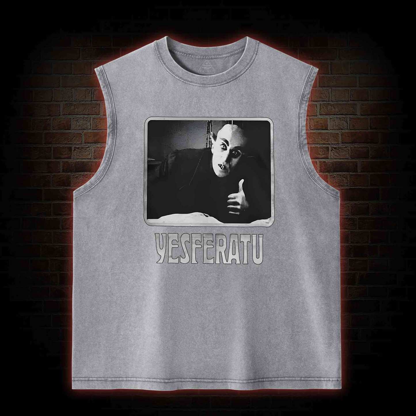 Yesferatu Funny Horror Retro Washed Tank Top