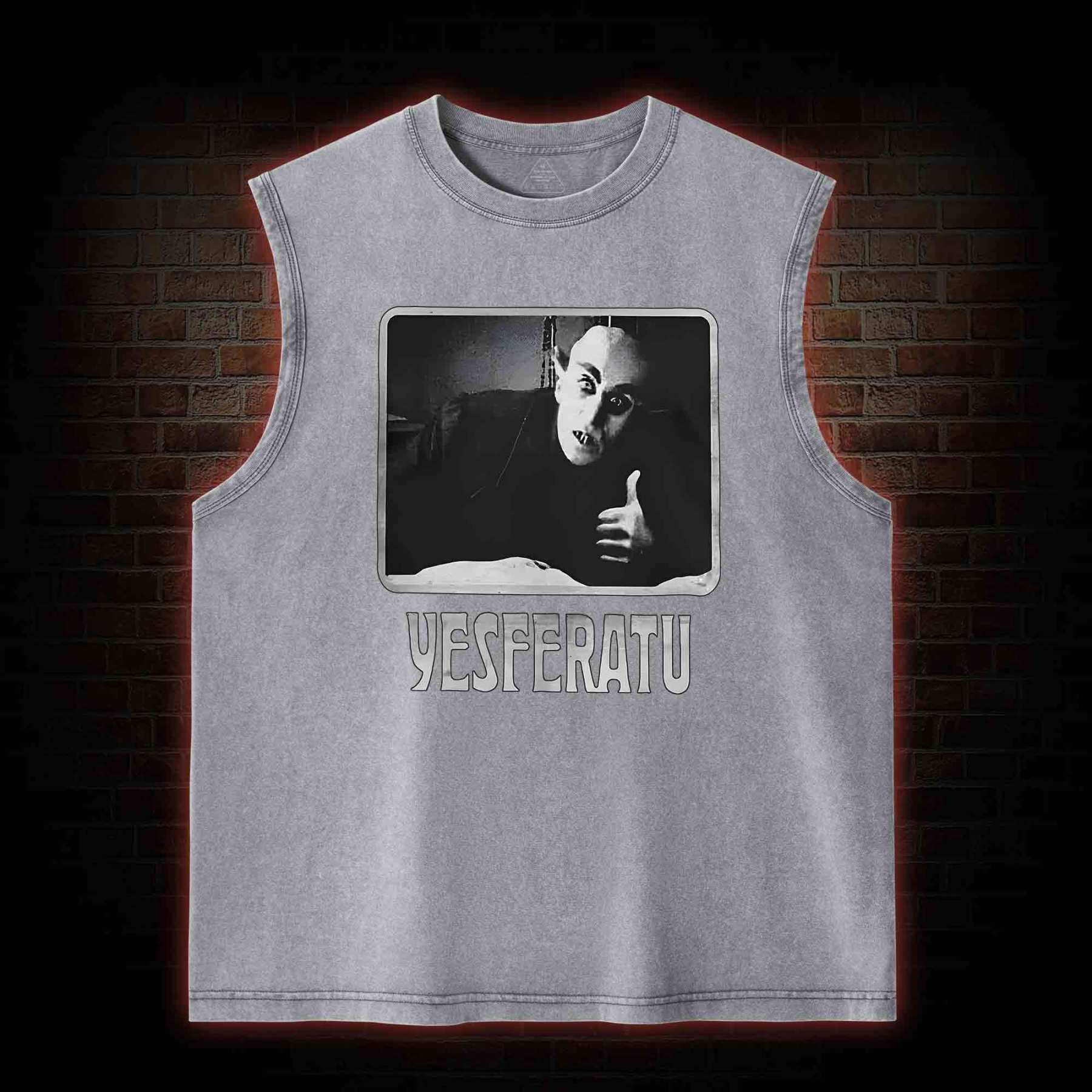 Yesferatu Funny Horror Retro Washed Tank Top