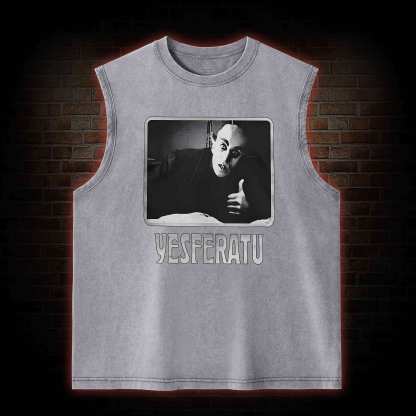 Yesferatu Funny Horror Retro Washed Tank Top
