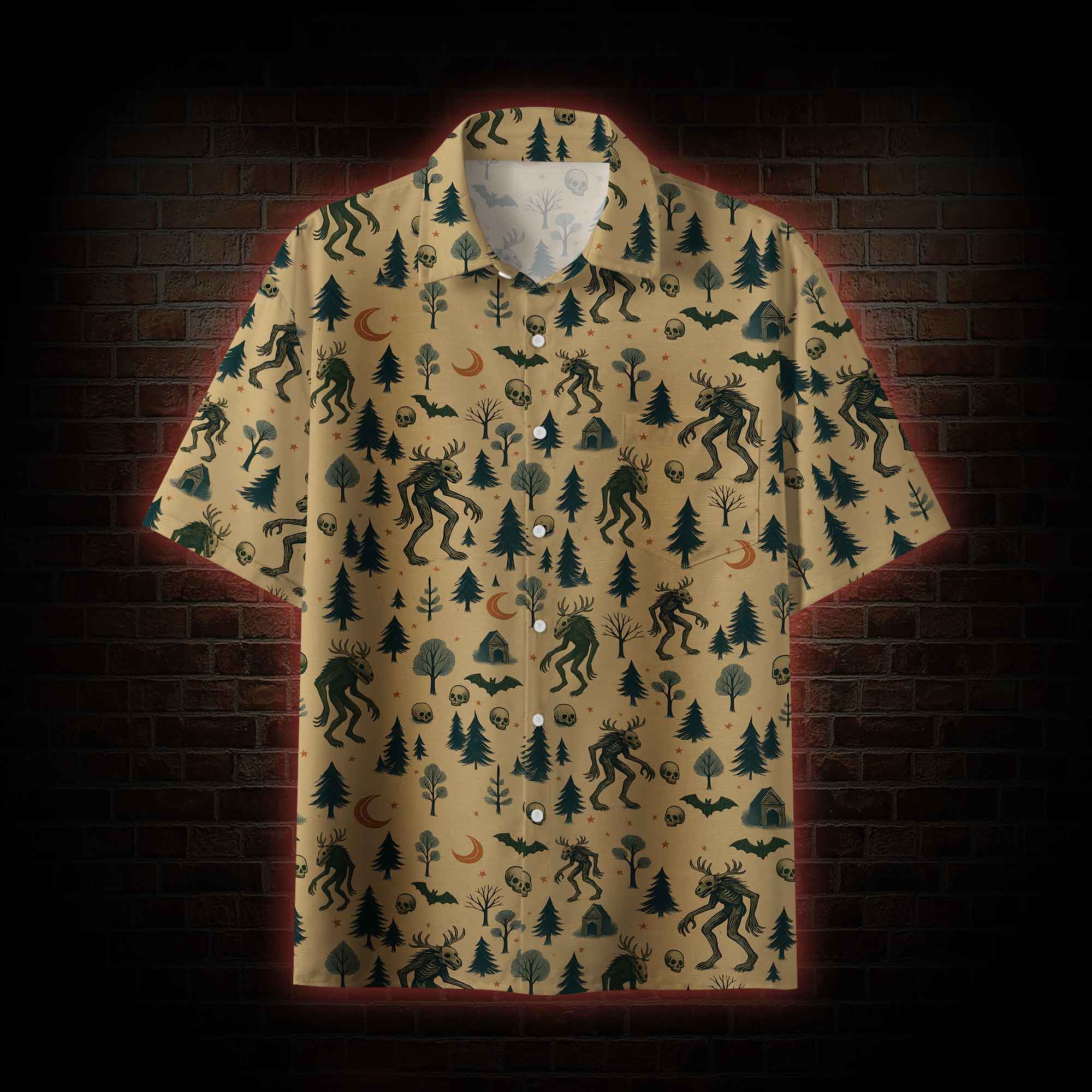 Wendigo in the Forest Button-up Shirt