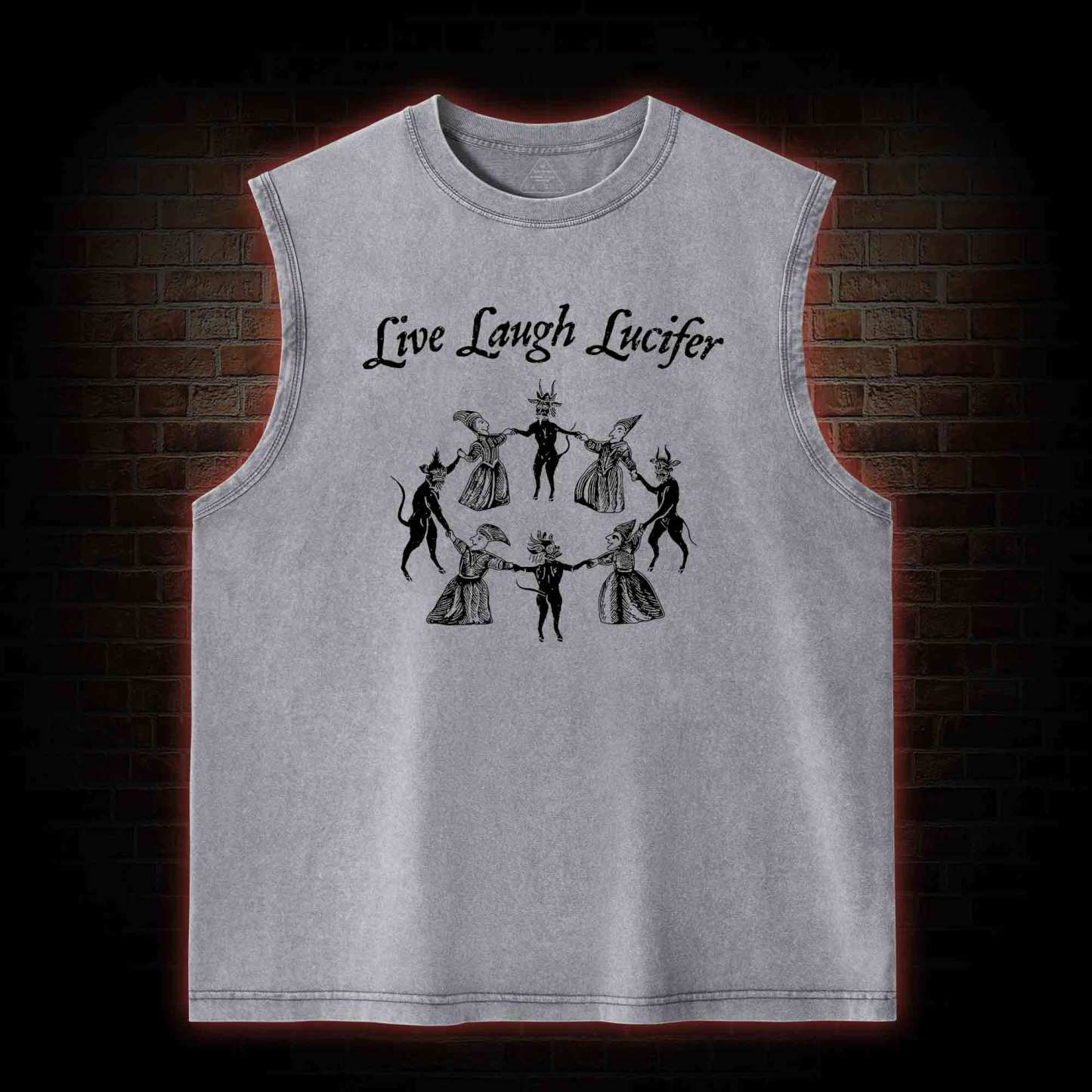 Live Laugh Lucifer Washed Tank Top