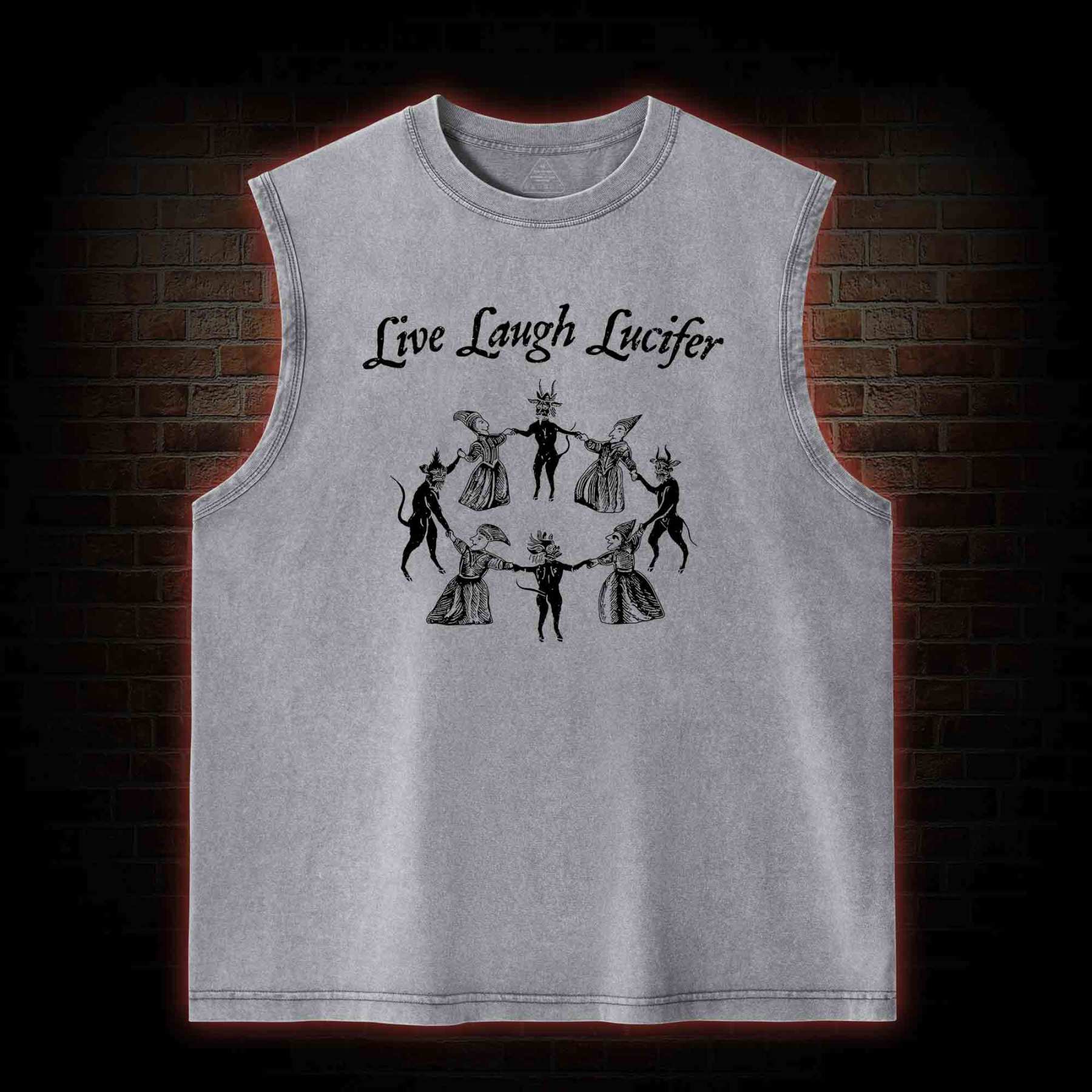 Live Laugh Lucifer Washed Tank Top