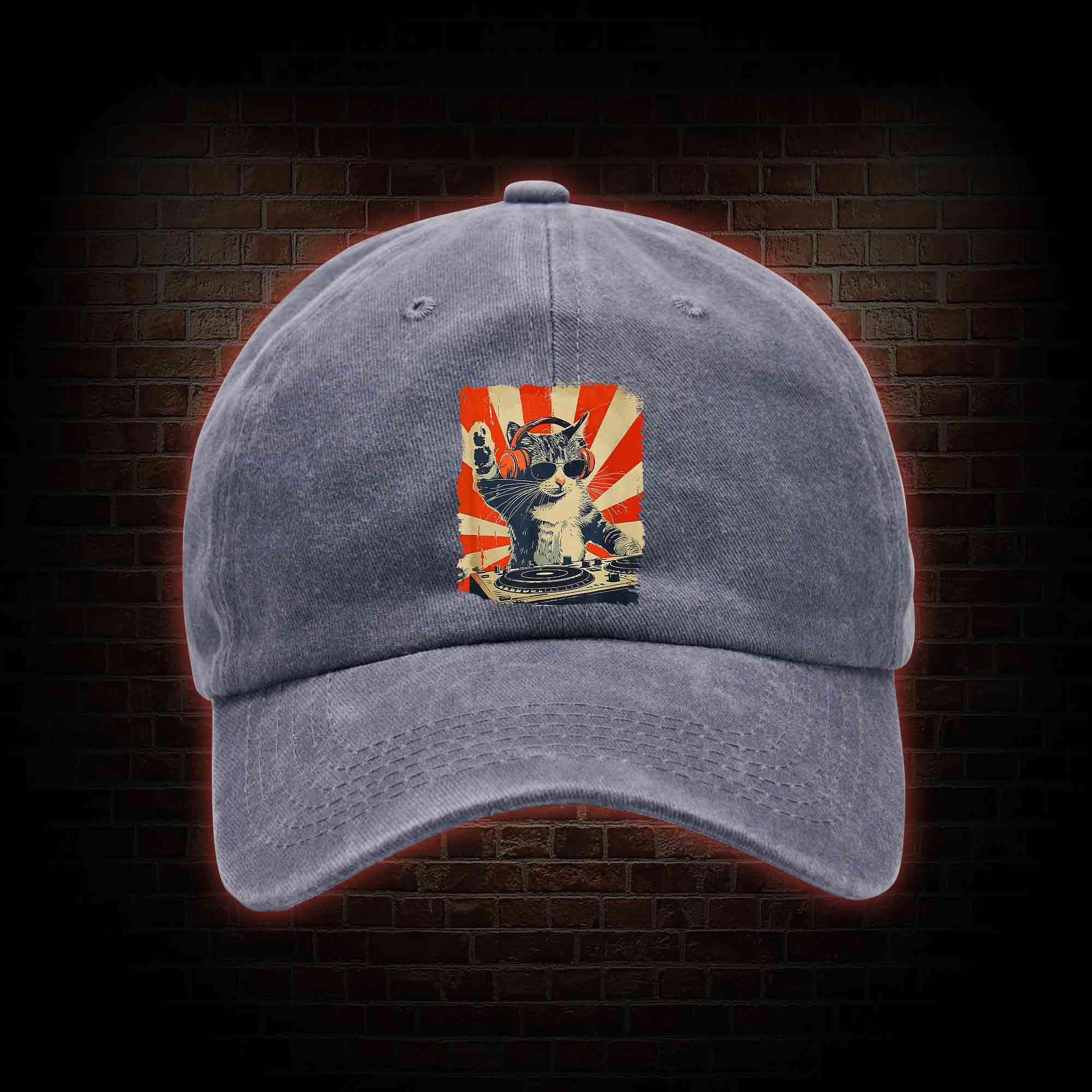 Dj Cat Washed Vintage Baseball Cap