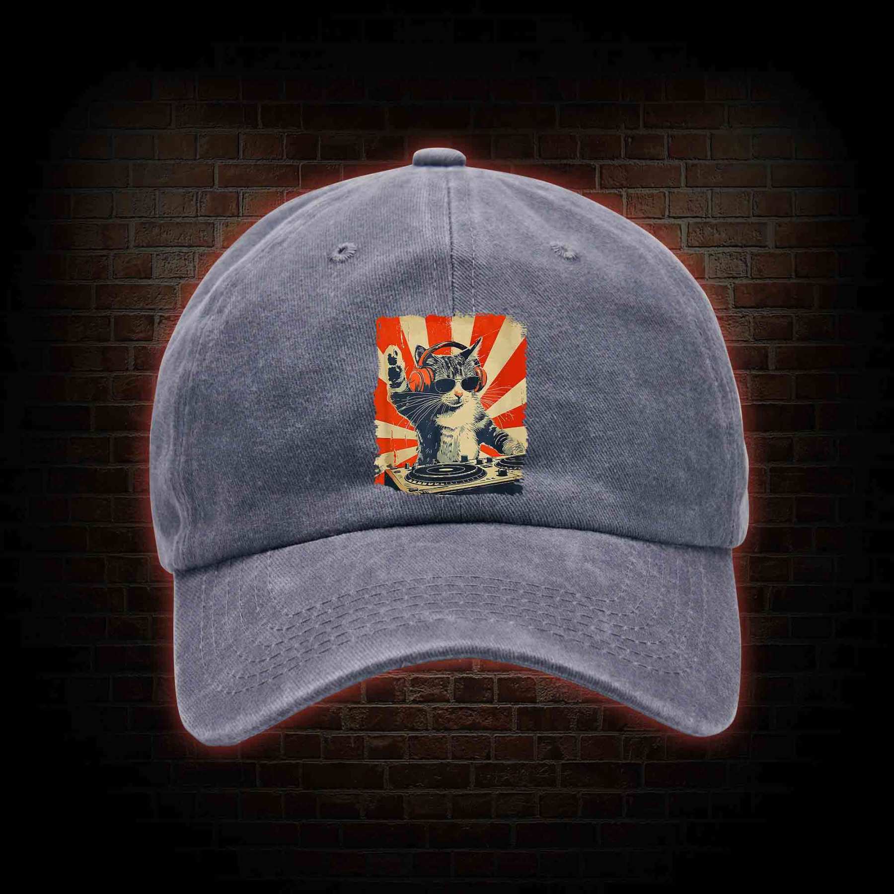 Dj Cat Washed Vintage Baseball Cap