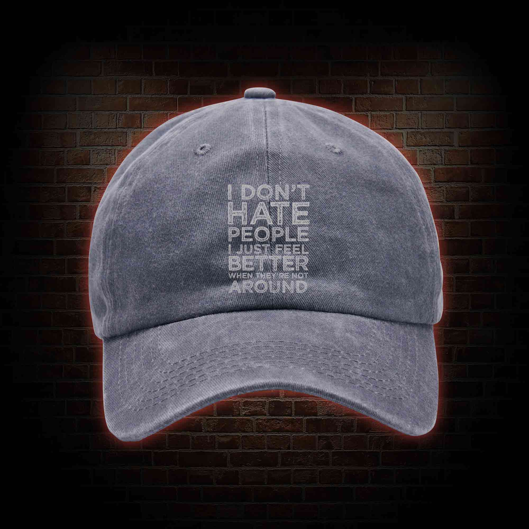 I Don't Hate People Washed Vintage Baseball Cap