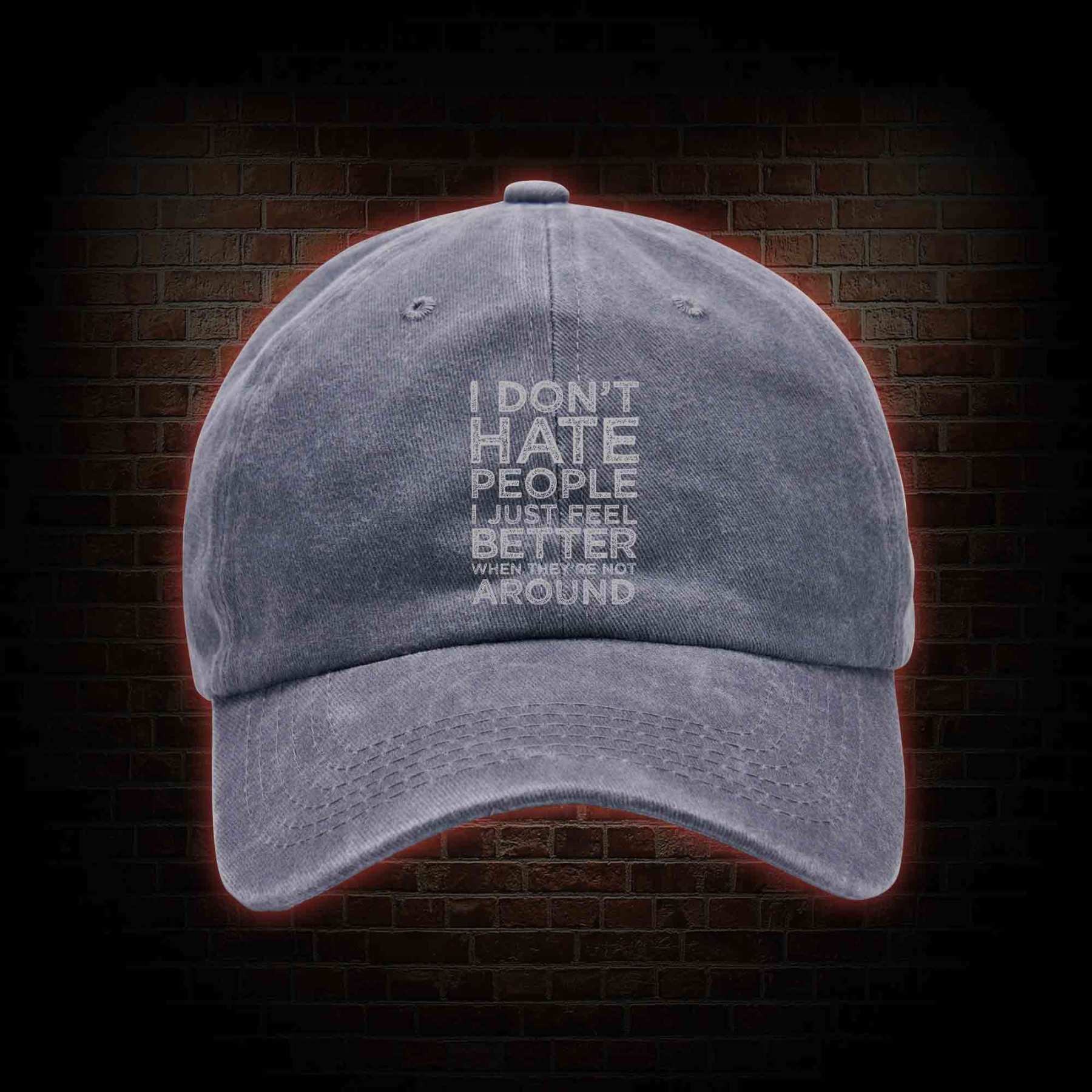 I Don't Hate People Washed Vintage Baseball Cap