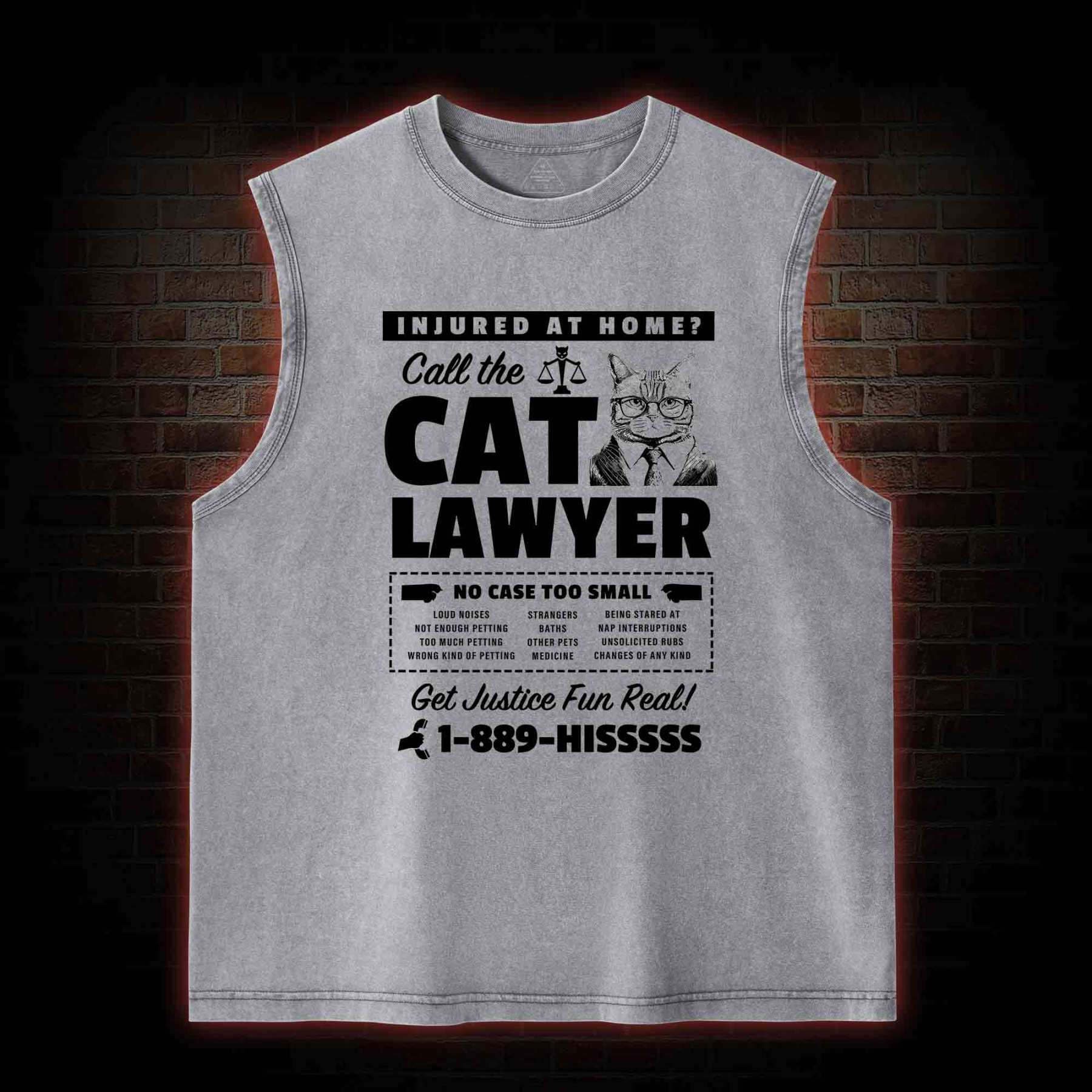 Call The Cat Lawyer Washed Tank Top