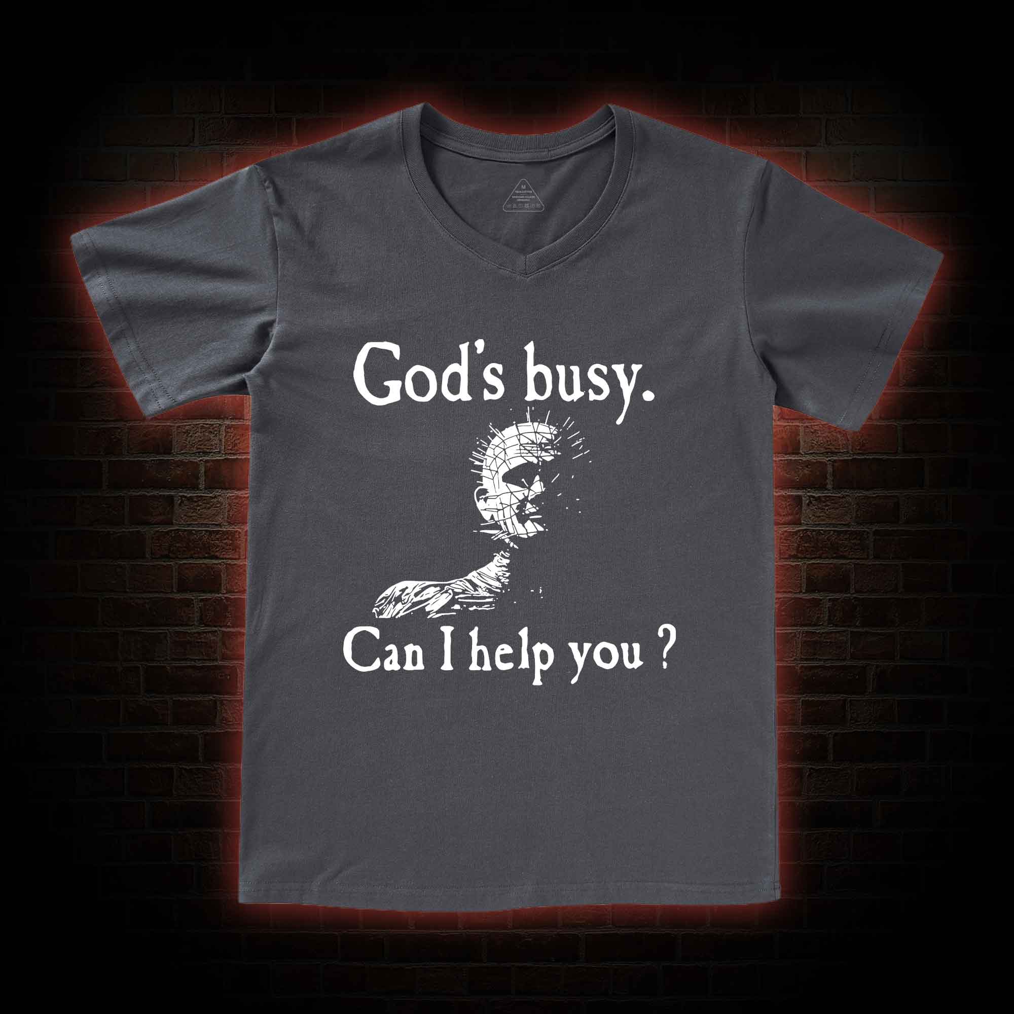 God's Busy Can I Help You V-Neck Classic T-Shirt
