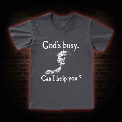 God's Busy Can I Help You V-Neck Classic T-Shirt