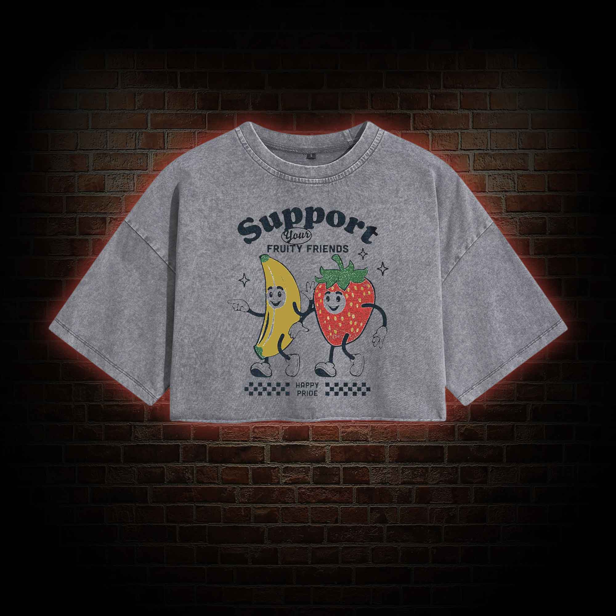 Support Your Fruity Friends Washed Cropped T-shirts