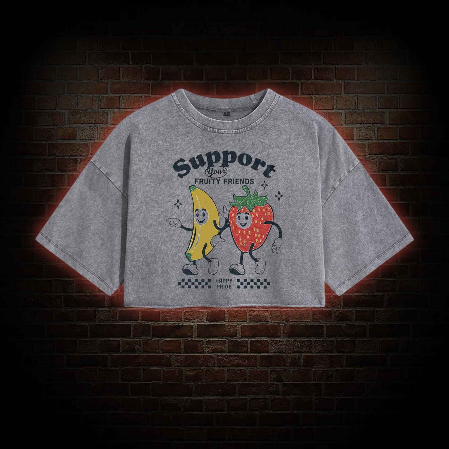 Support Your Fruity Friends Washed Cropped T-shirts