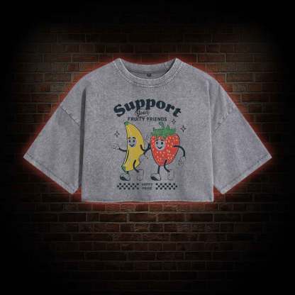 Support Your Fruity Friends Washed Cropped T-shirts