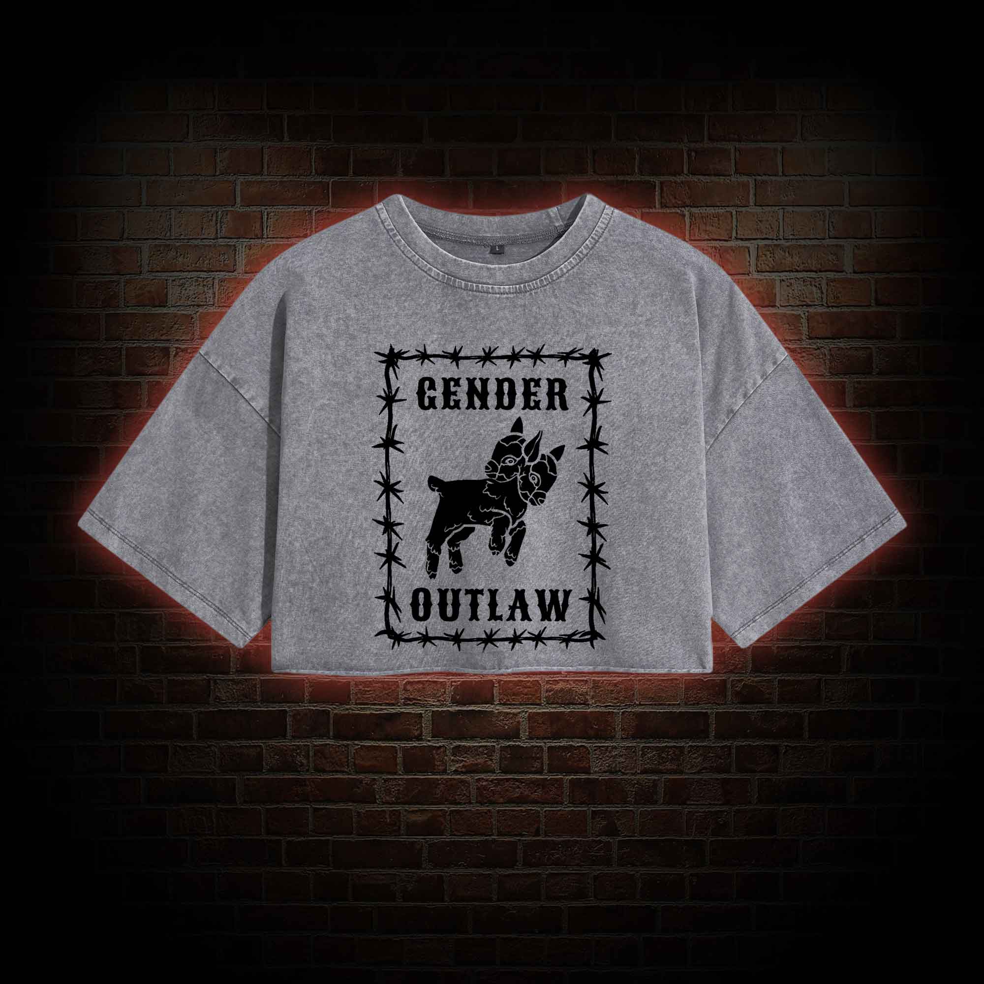 Gender Outlaw Washed Cropped T-shirts