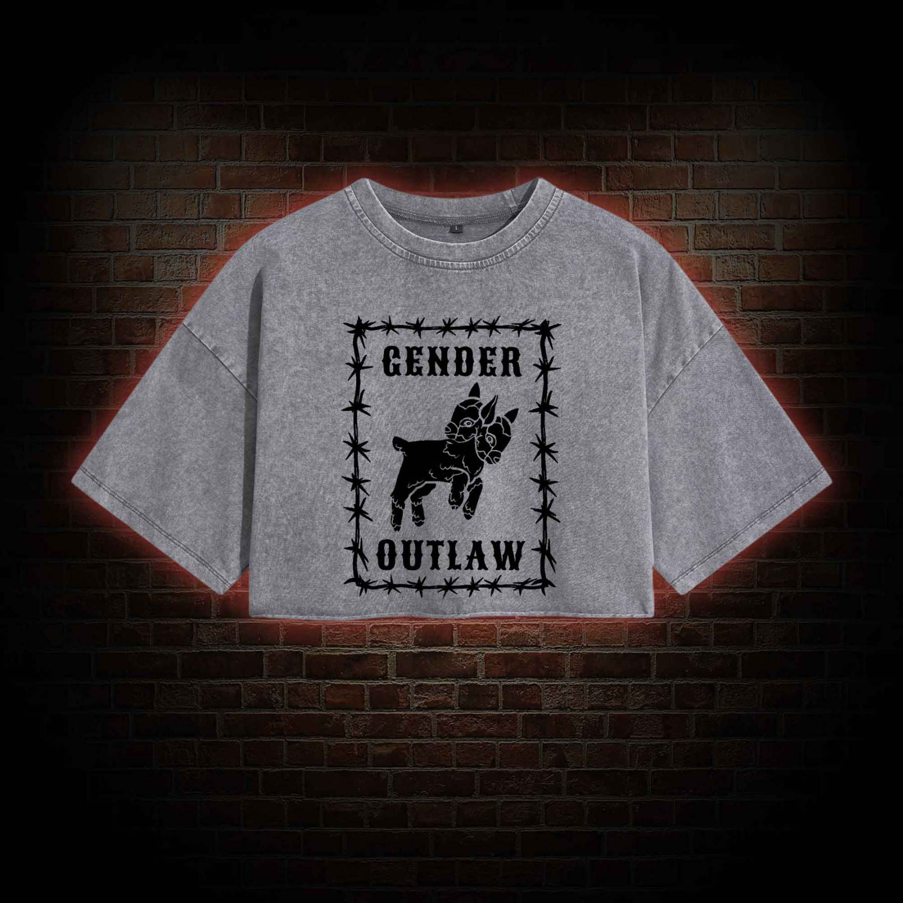 Gender Outlaw Washed Cropped T-shirts