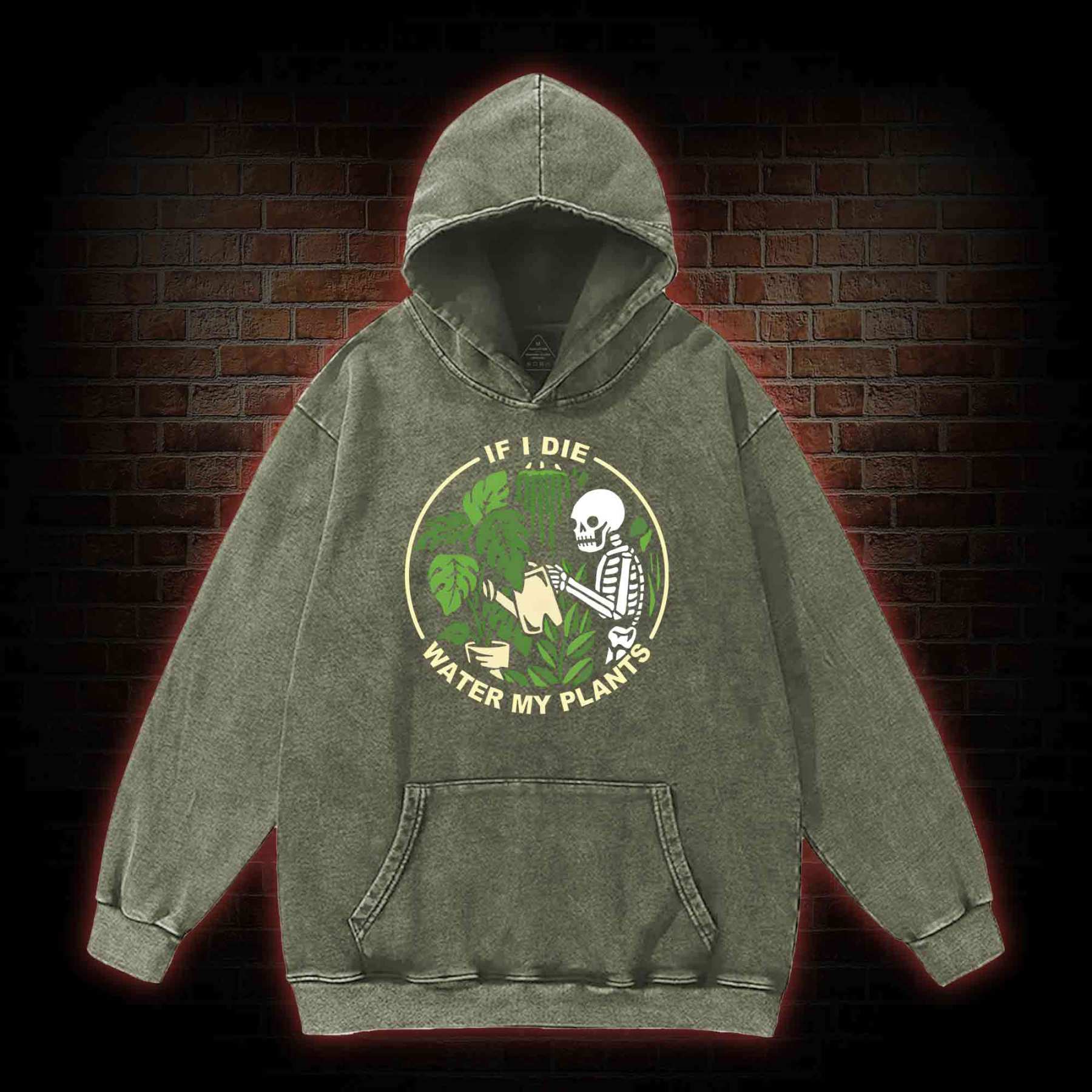 If I Die Water My Plants Washed Hoodie