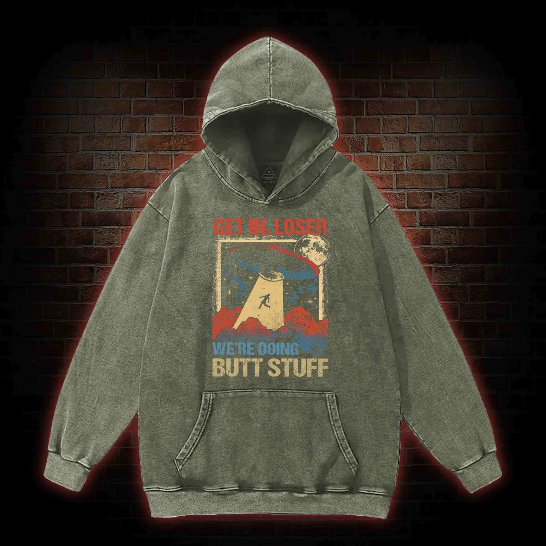 Get In Loser We're Doing Butt Stuff Washed Hoodie