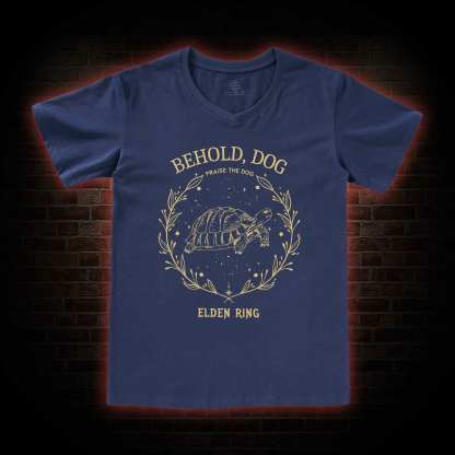 Behold Dog Back Print V-Neck Classic T-Shirt