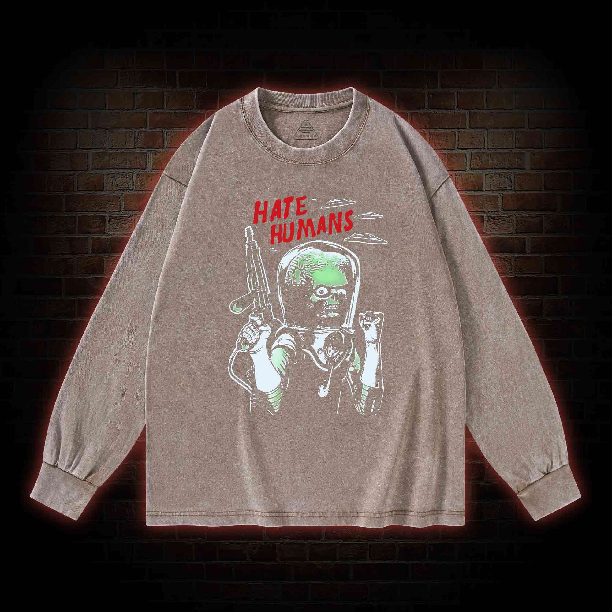 Hate Humans Washed Long-Sleeve T-shirt