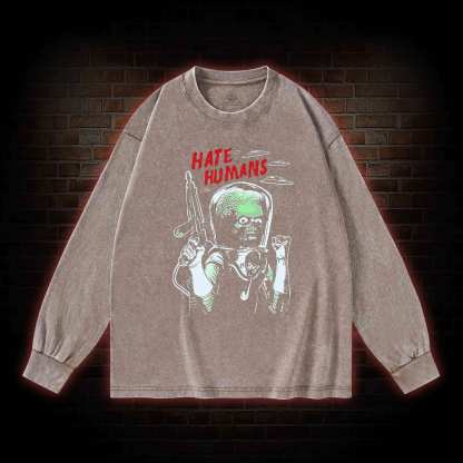 Hate Humans Washed Long-Sleeve T-shirt
