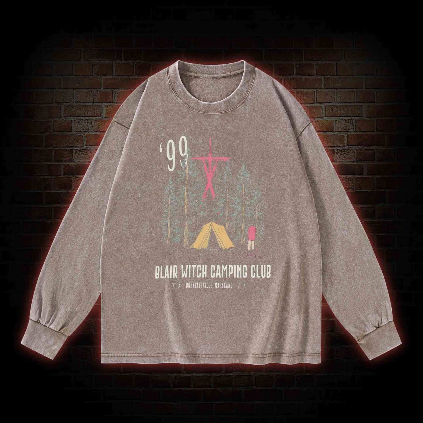 Witch Camping Washed Long-Sleeve T-shirt