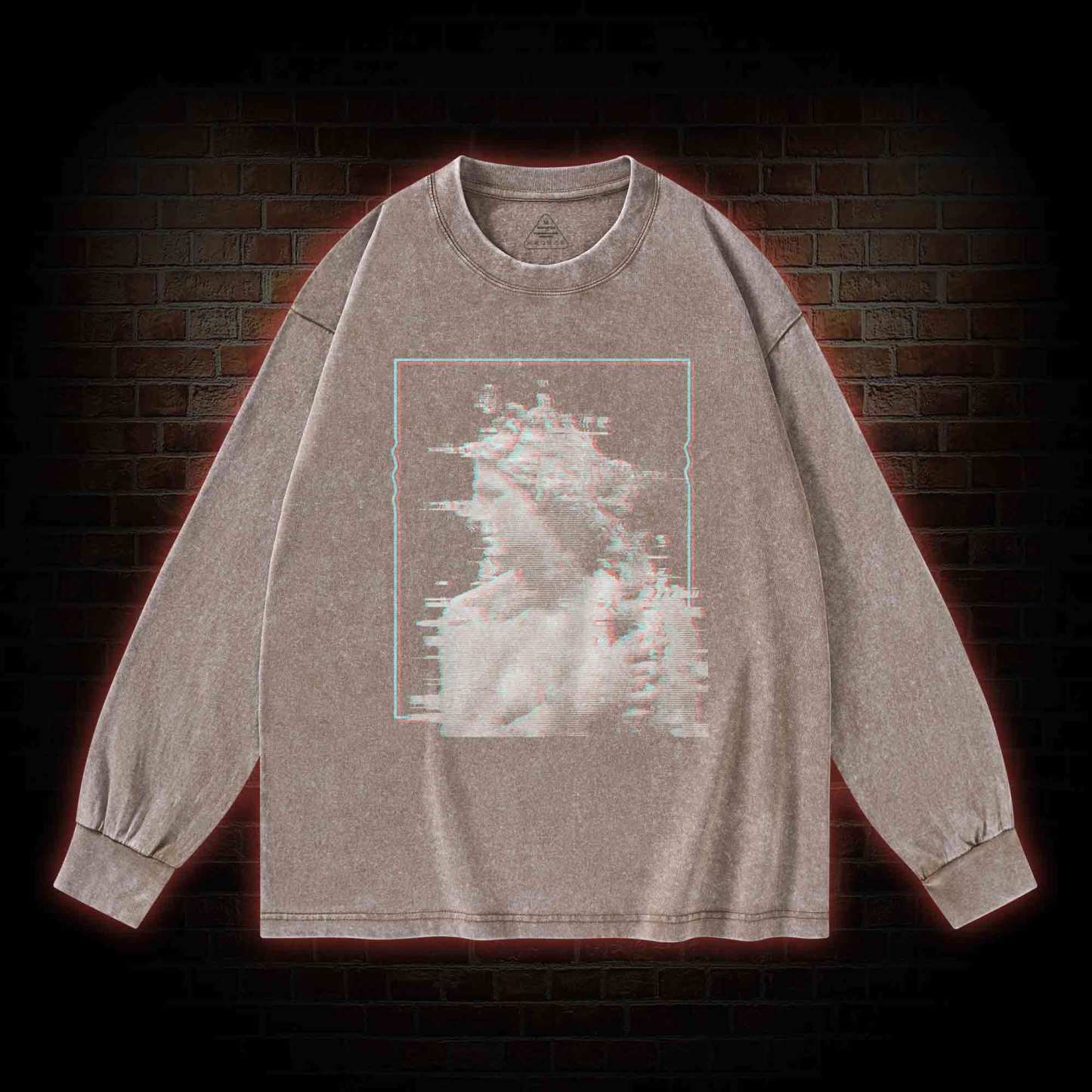 Vaporwave Glitch Washed Long-Sleeve T-shirt