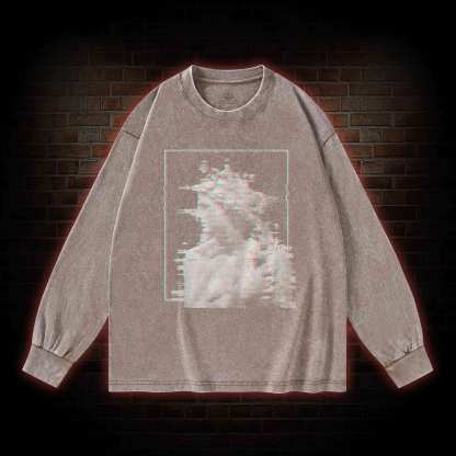 Vaporwave Glitch Washed Long-Sleeve T-shirt