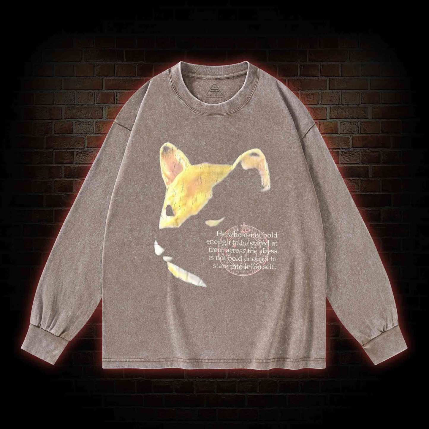 Shiba Back Print Washed Long-Sleeve T-shirt