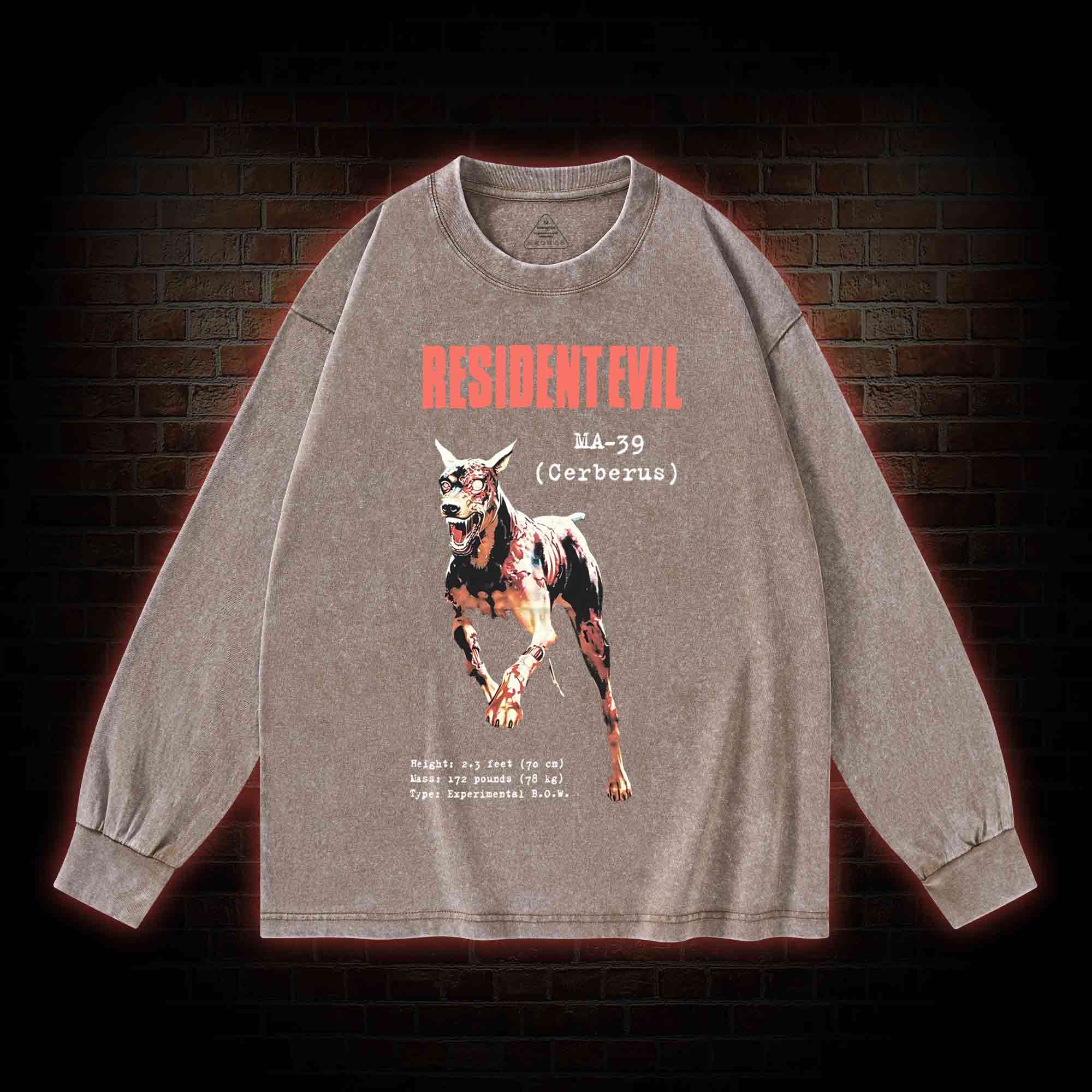 zombie dog Washed Long-Sleeve T-shirt
