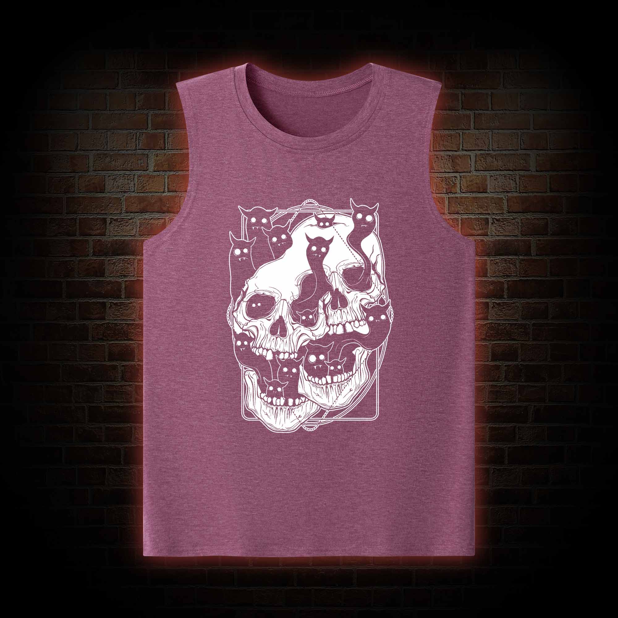 Cat Ghost Double Skull Tank Top