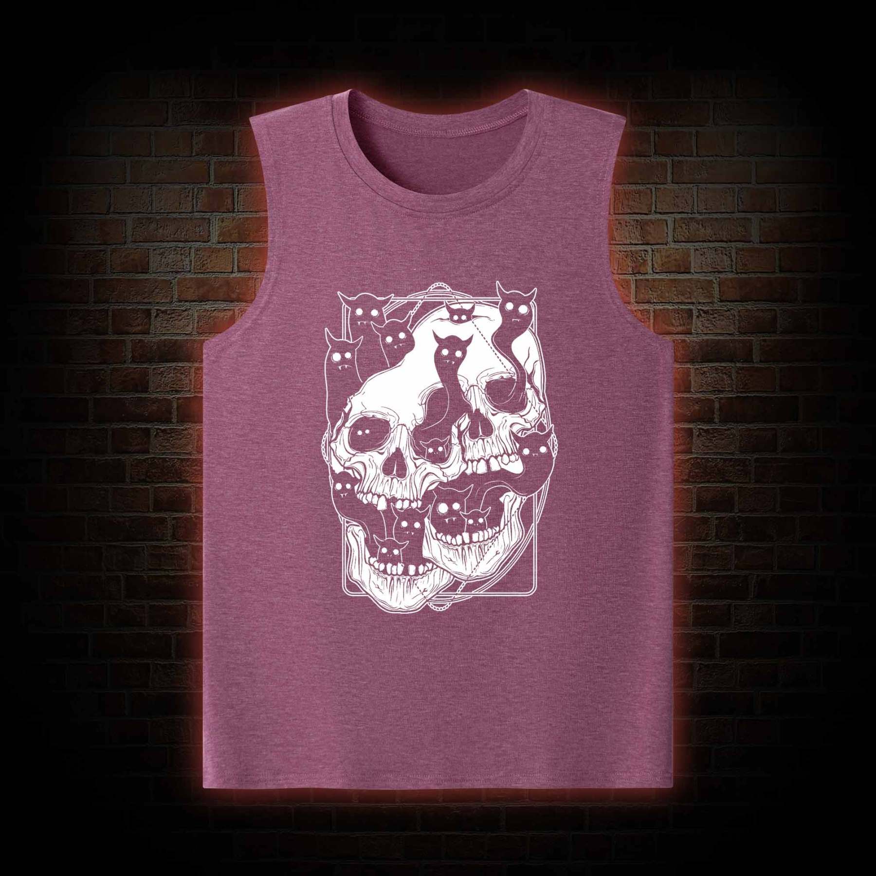 Cat Ghost Double Skull Tank Top