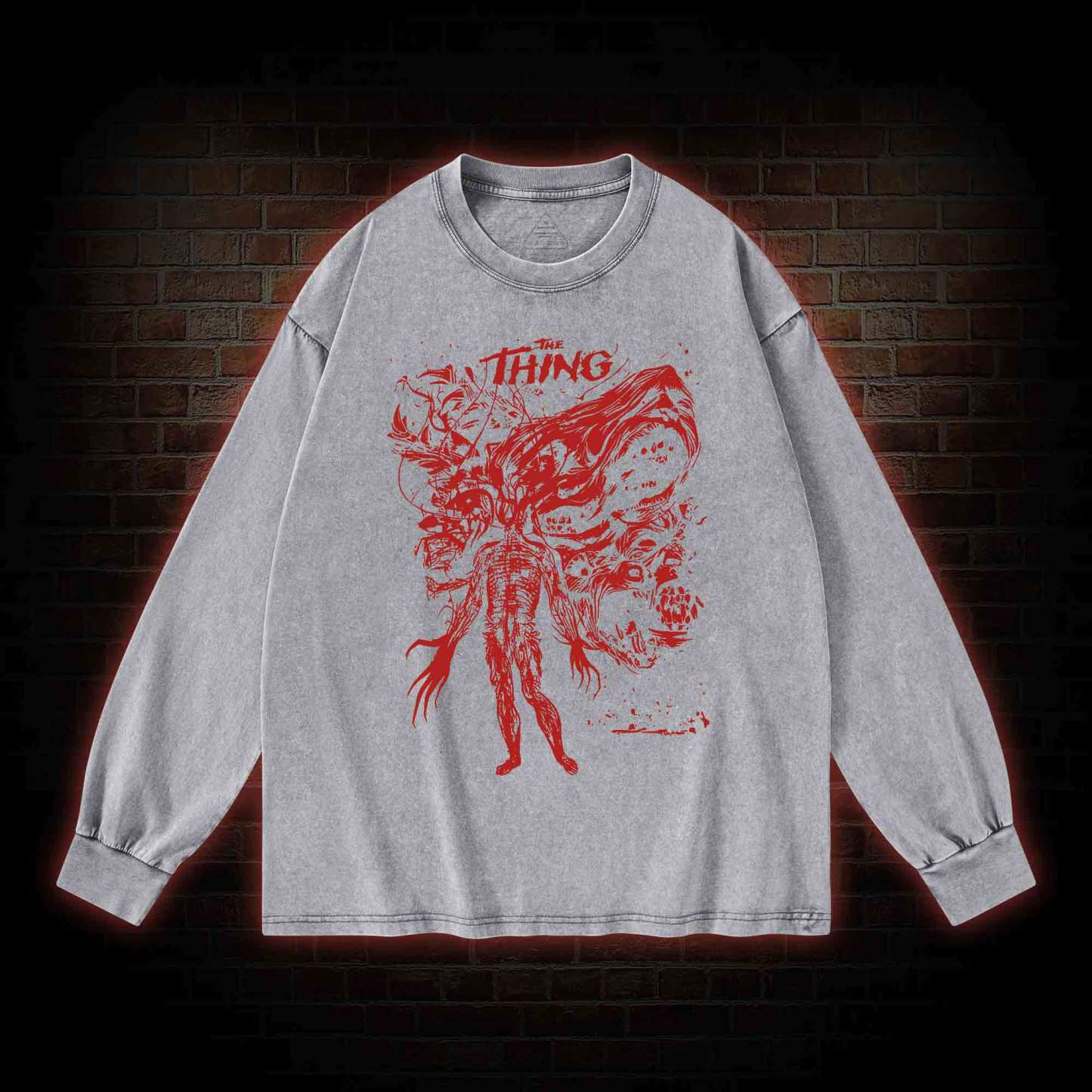 Retro The Thing Horror Washed Long-Sleeve T-shirt