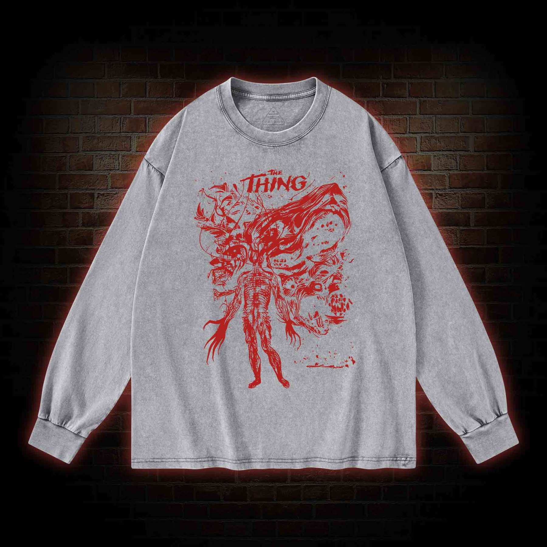 Retro The Thing Horror Washed Long-Sleeve T-shirt