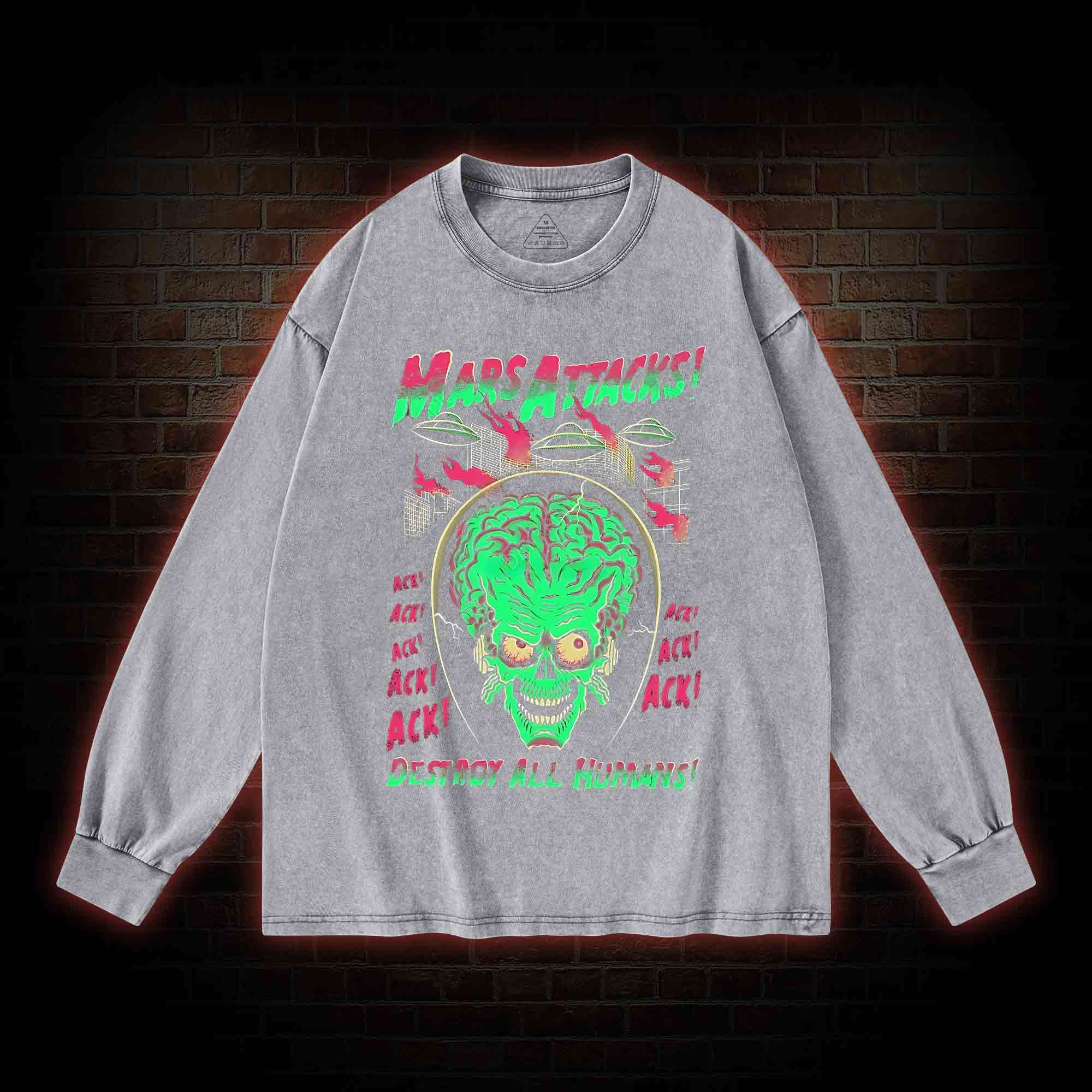 Destory All Humans Washed Long-Sleeve T-shirt