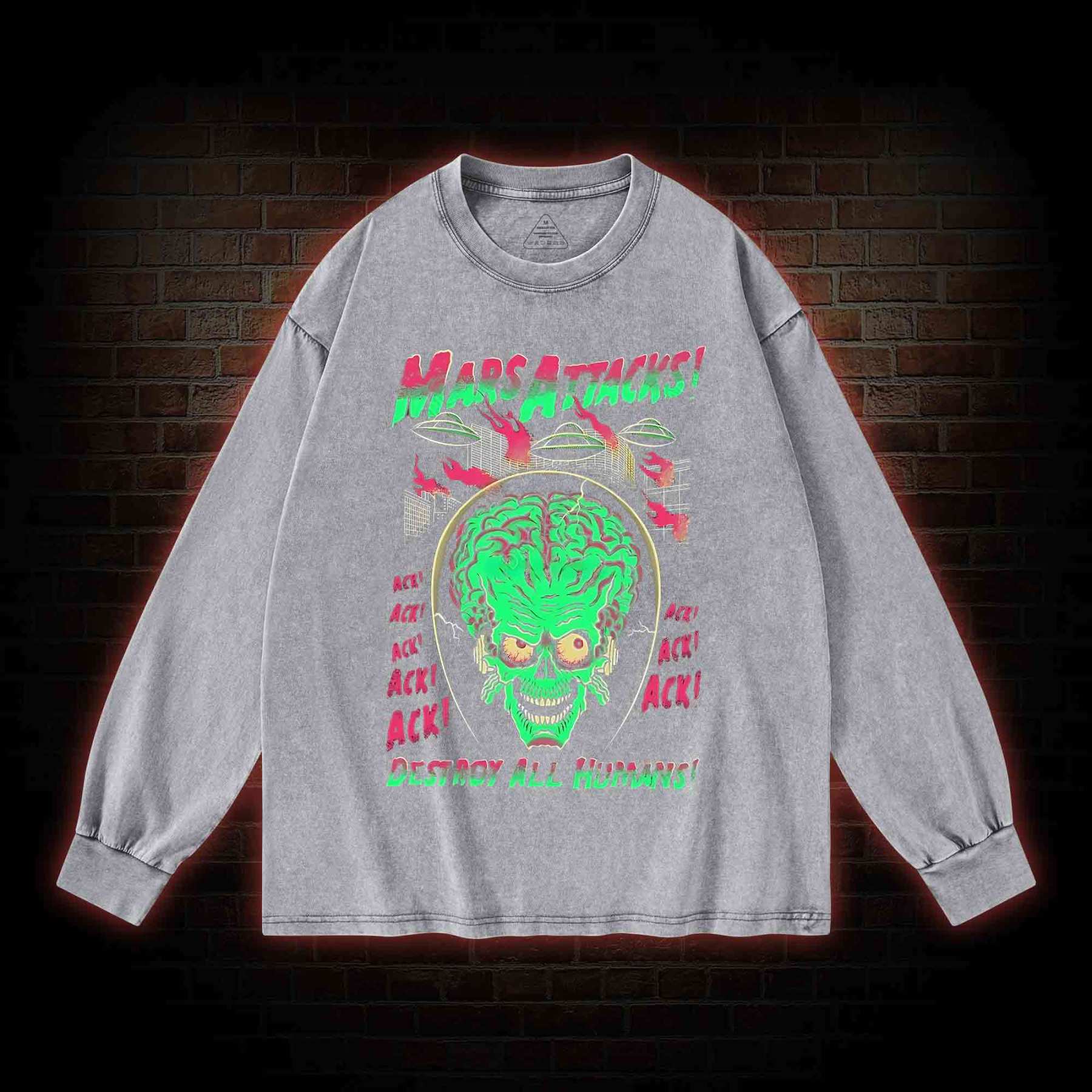 Destory All Humans Washed Long-Sleeve T-shirt