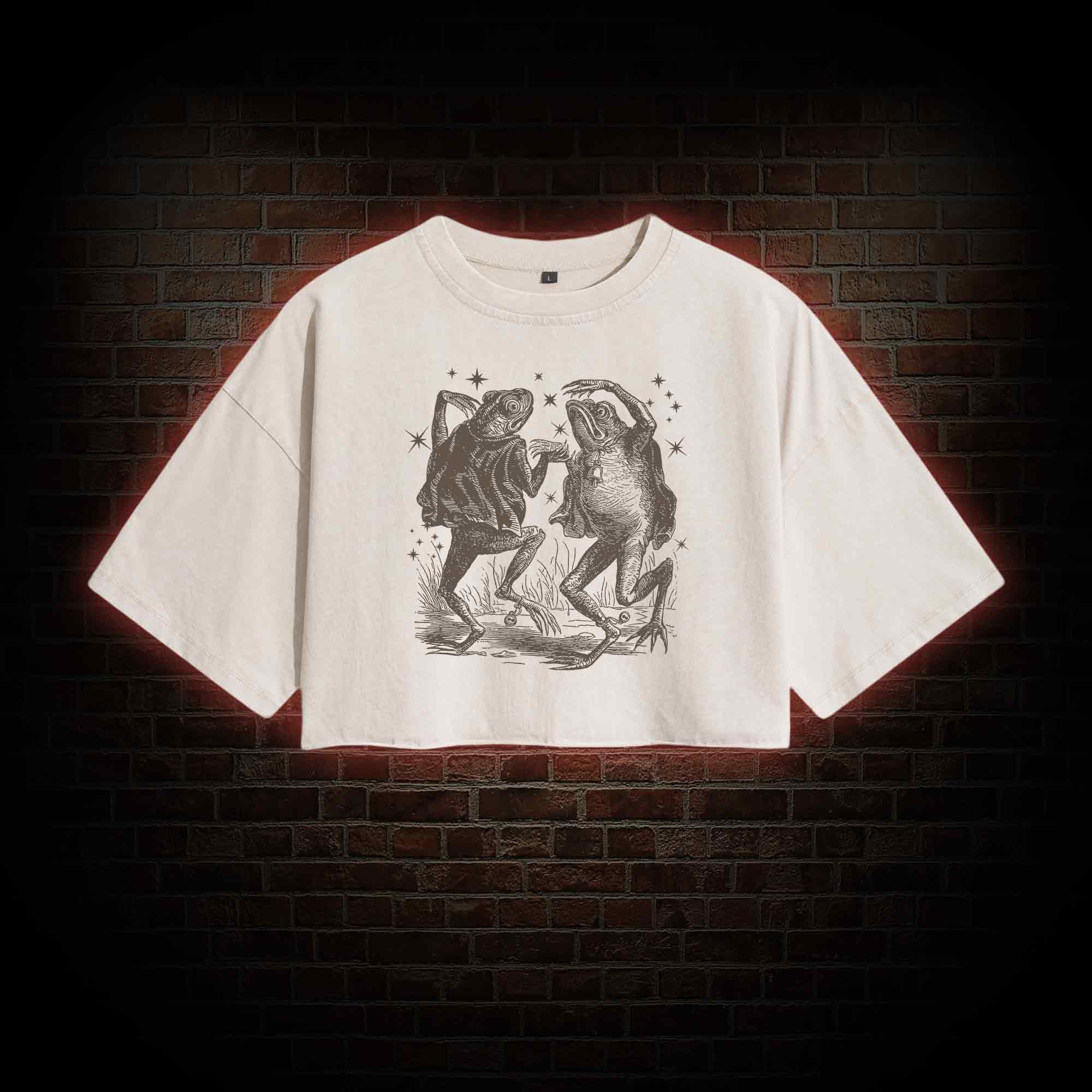 Dancing Frogs Vintage Washed Cropped T-shirts