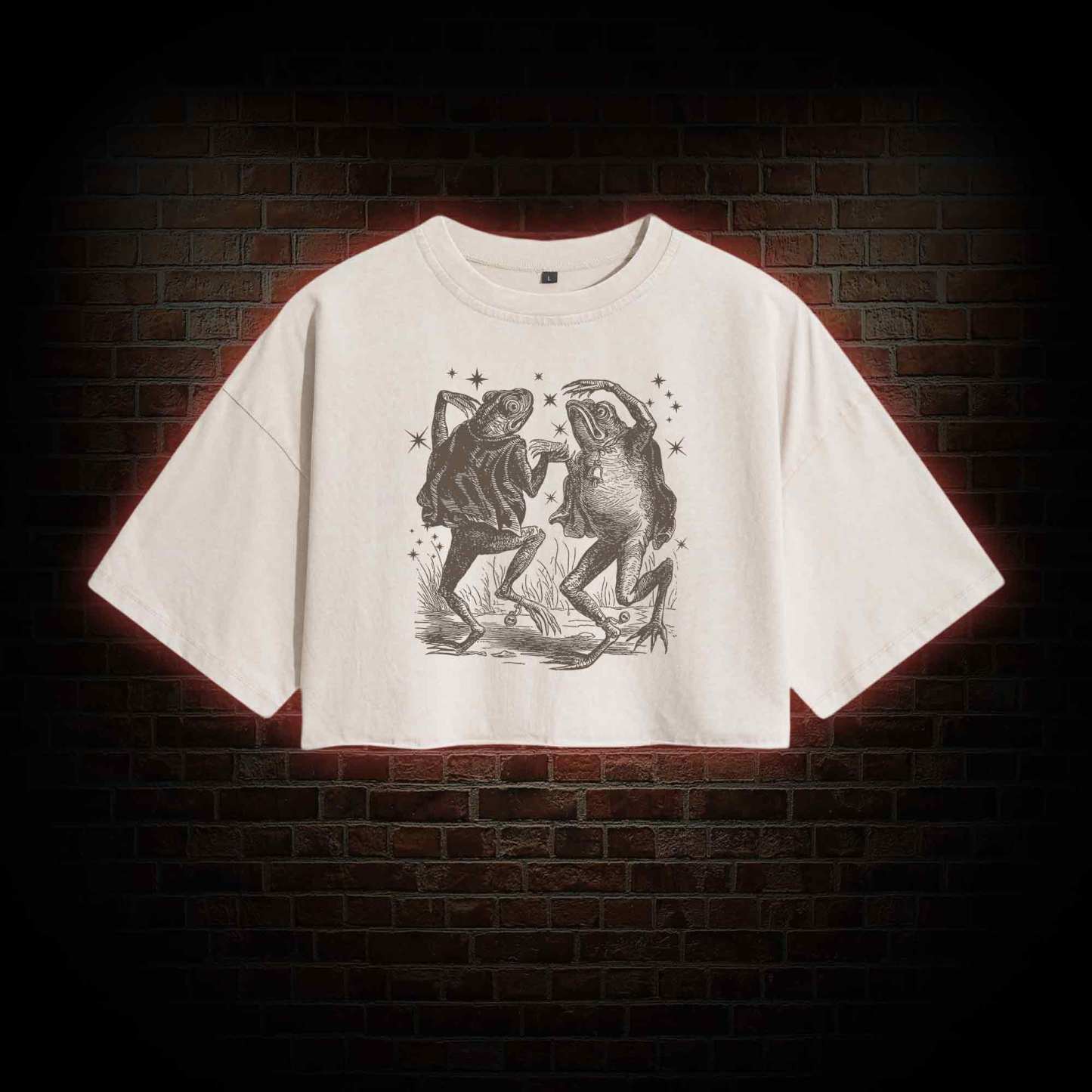 Dancing Frogs Vintage Washed Cropped T-shirts