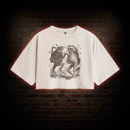 Dancing Frogs Vintage Washed Cropped T-shirts