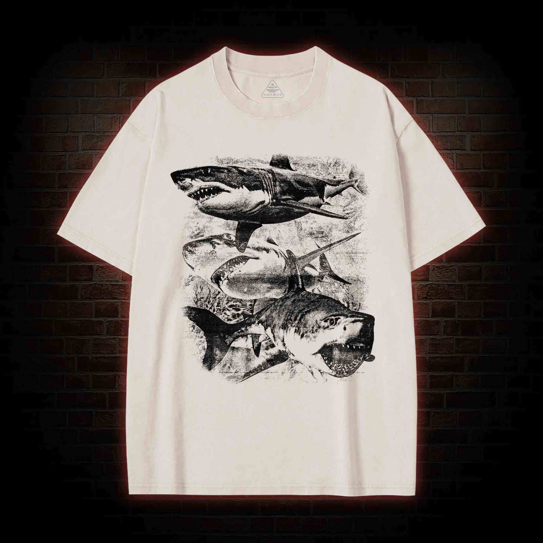 Three Sharks Washed T-shirt
