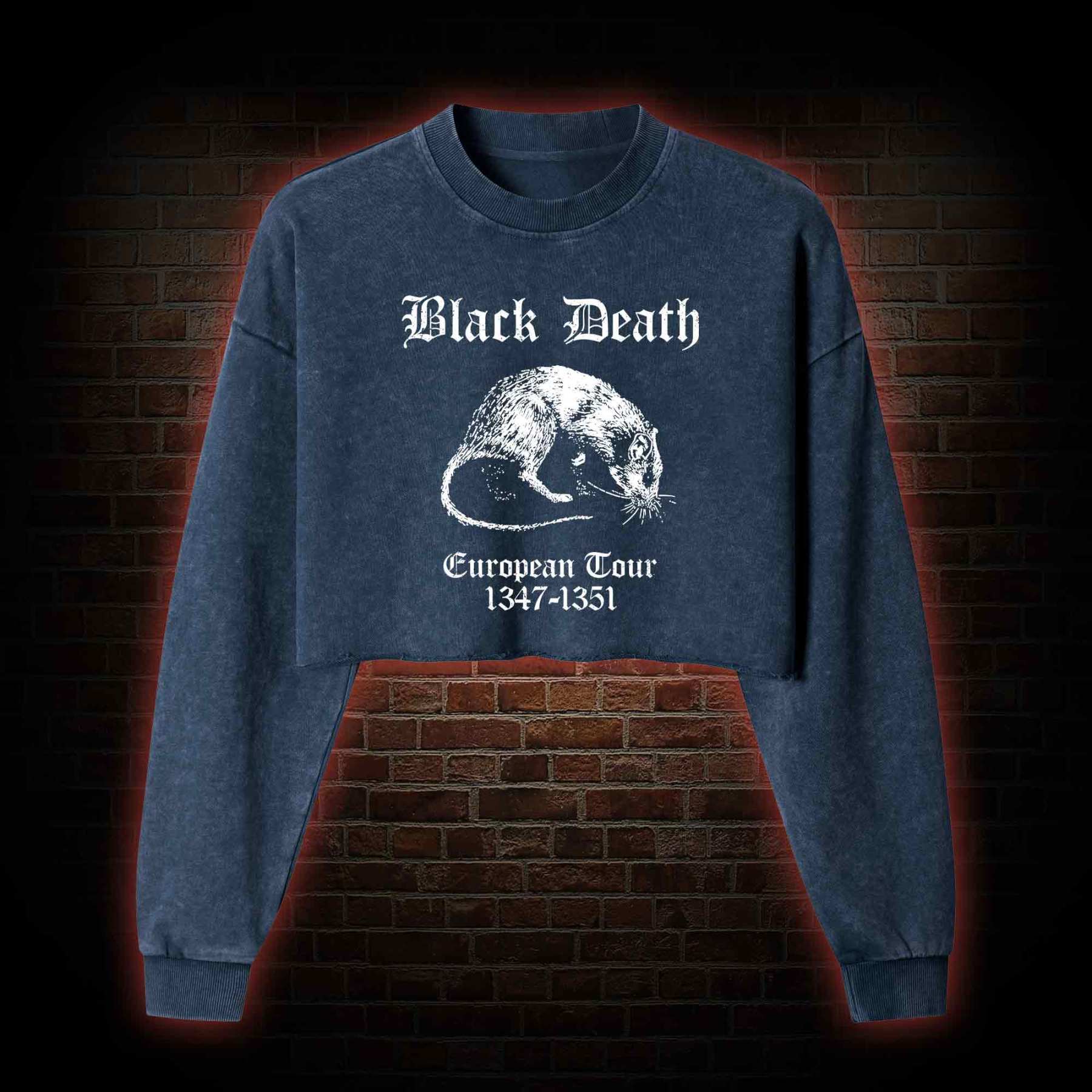 Black Death Washed Cropped Sweatshirts