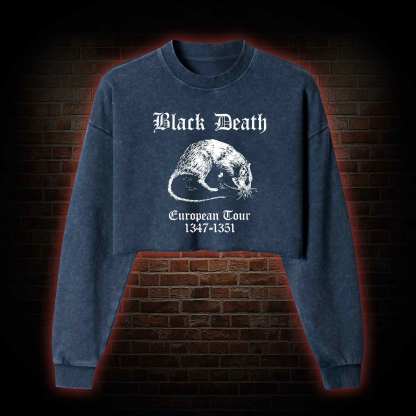 Black Death Washed Cropped Sweatshirts