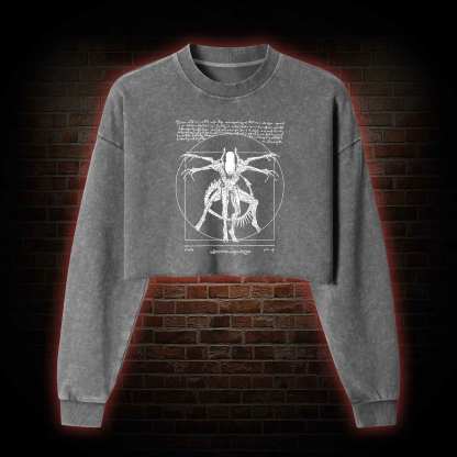 Alien Washed Cropped Sweatshirts