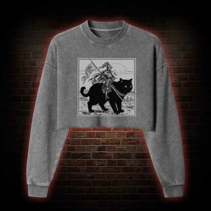 Medieval Knight Washed Cropped Sweatshirts