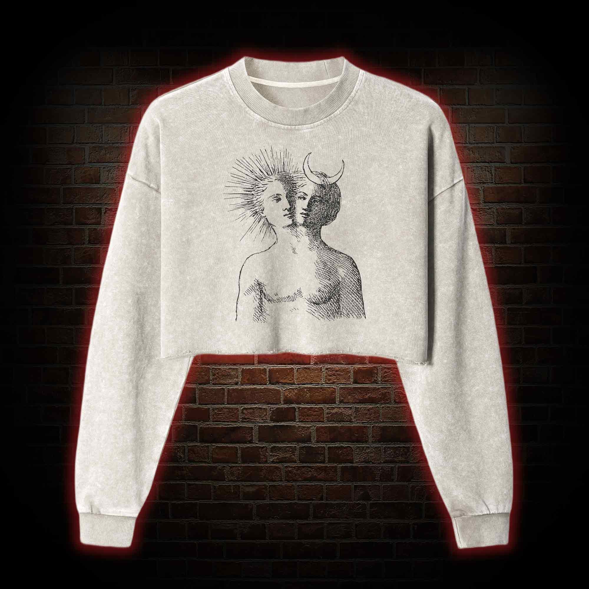 Duality Washed Cropped Sweatshirts