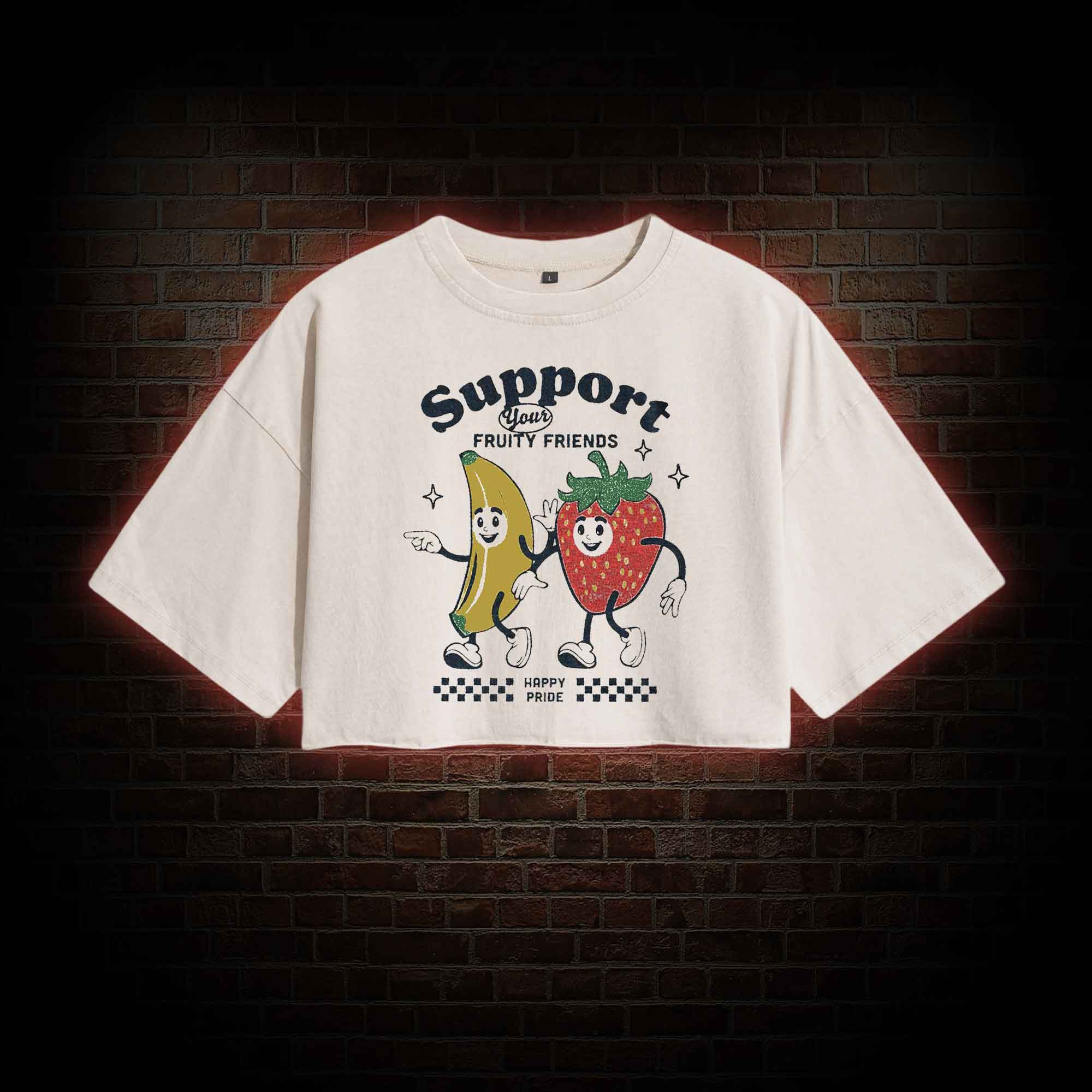 Support Your Fruity Friends Washed Cropped T-shirts