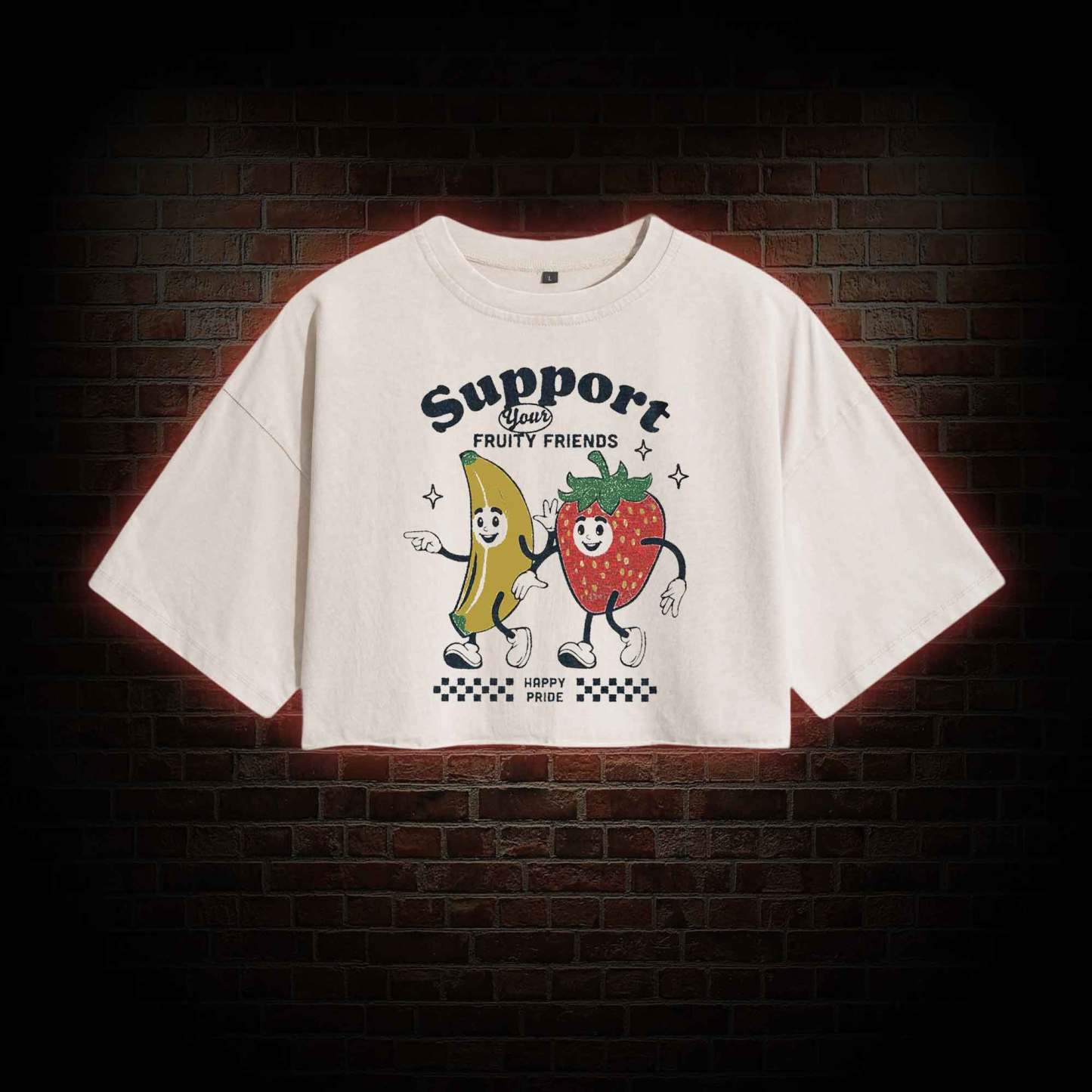 Support Your Fruity Friends Washed Cropped T-shirts