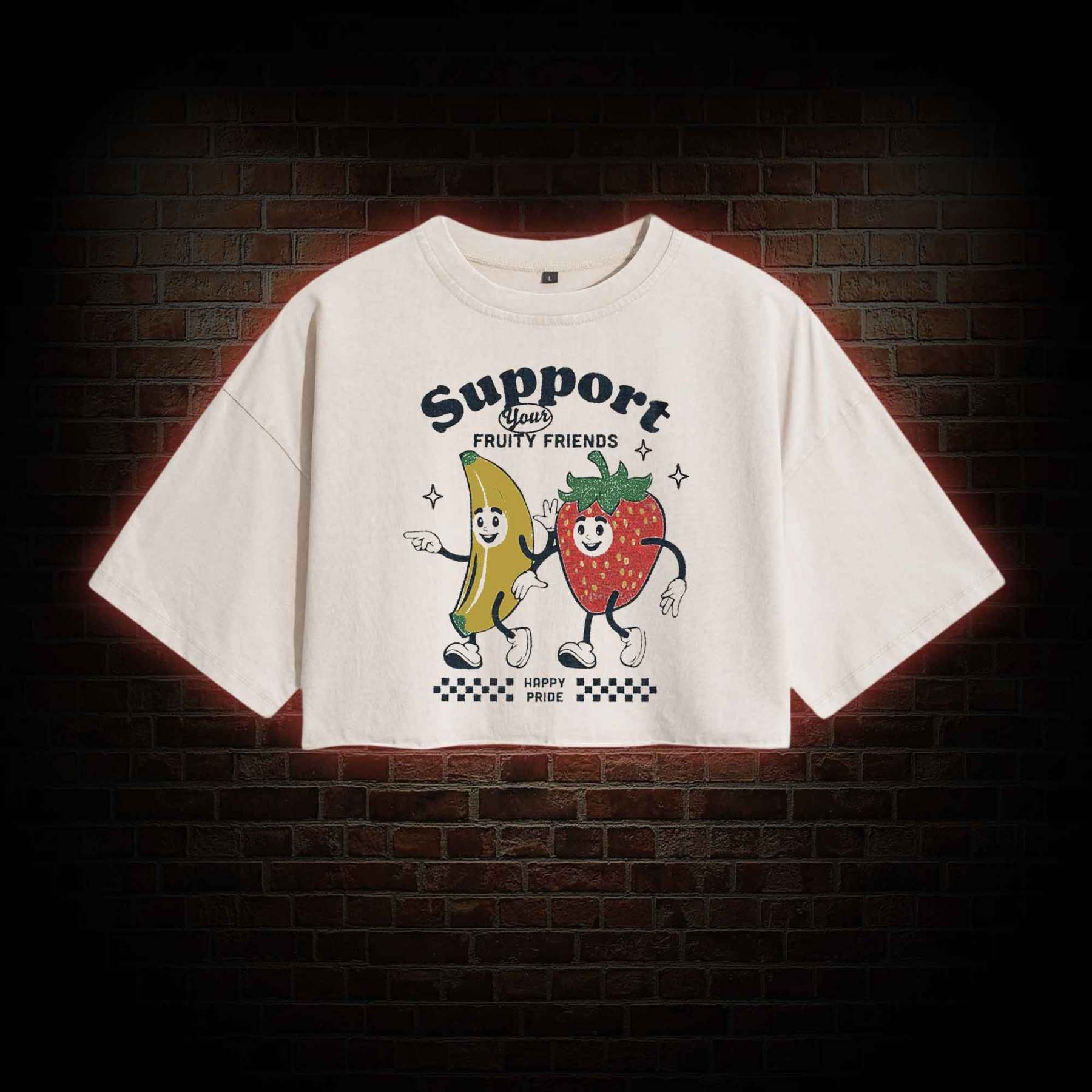Support Your Fruity Friends Washed Cropped T-shirts