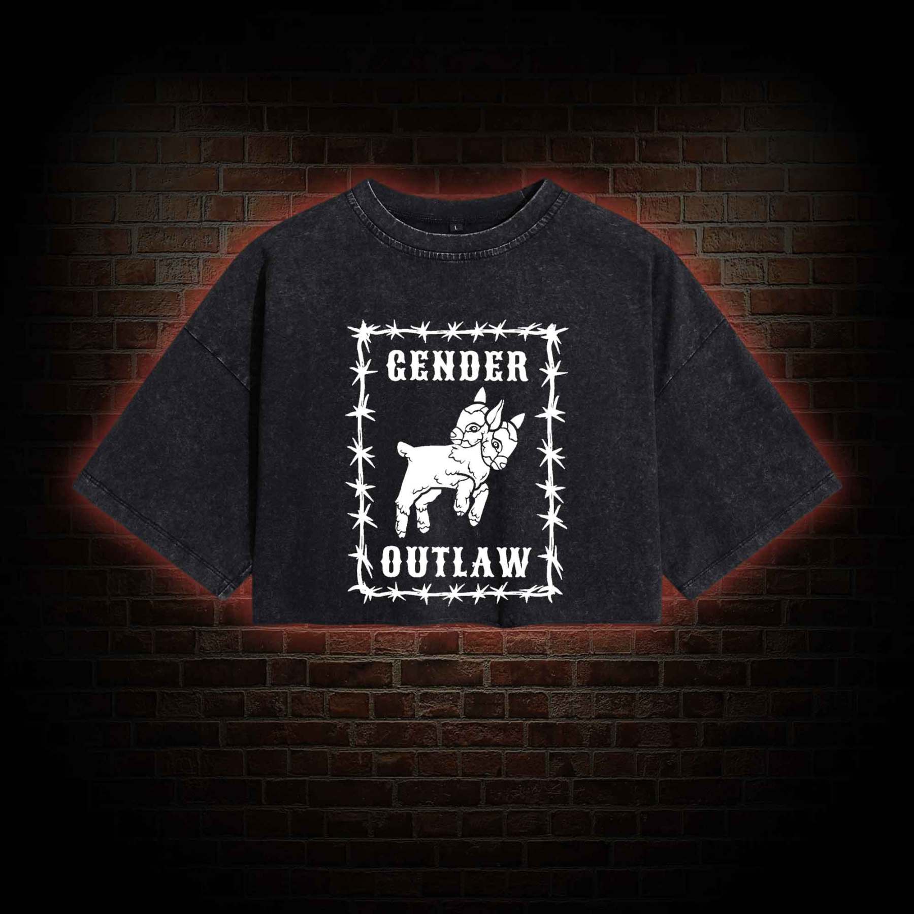 Gender Outlaw Washed Cropped T-shirts