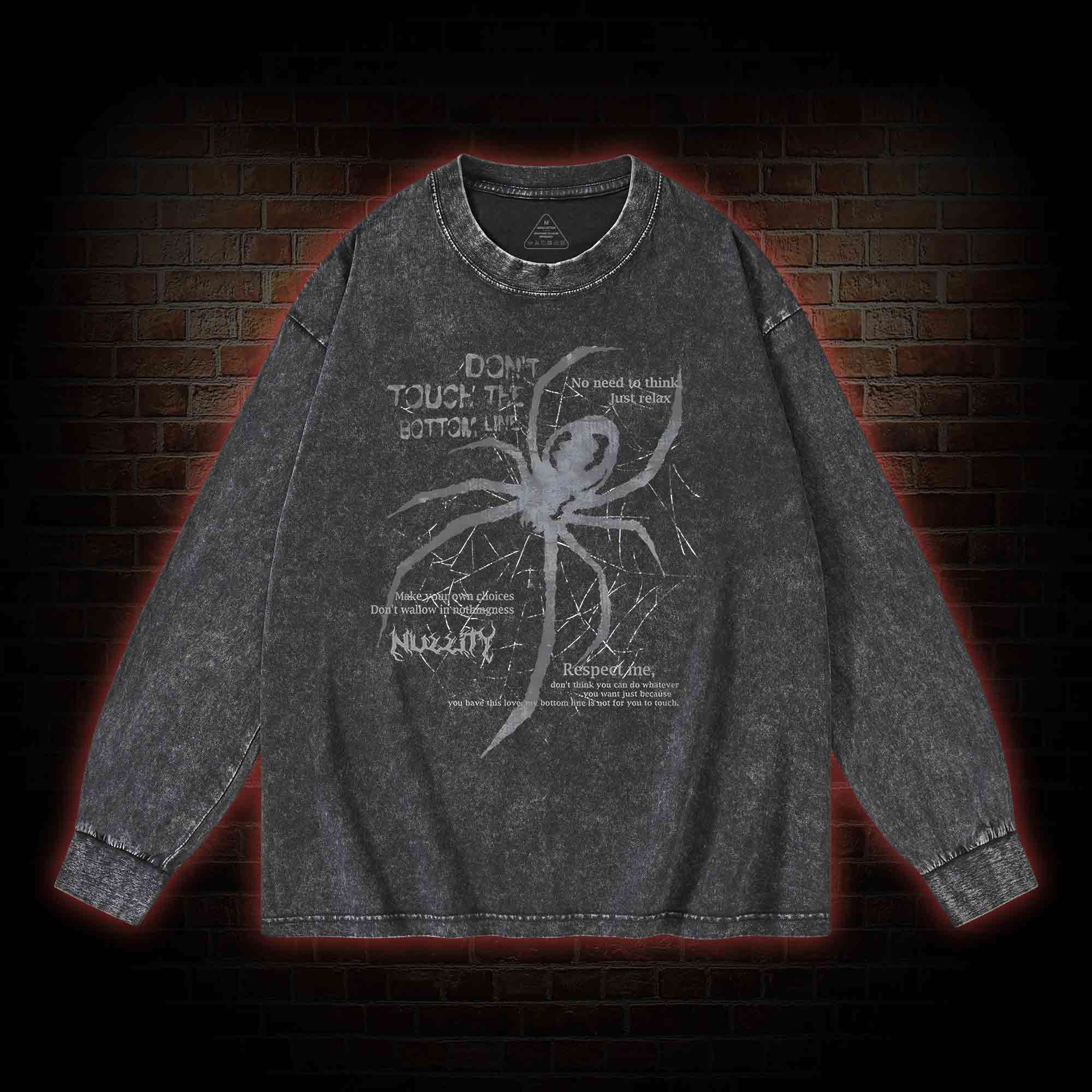 Don't Touch The Bottom Line Washed Long-Sleeve T-shirt