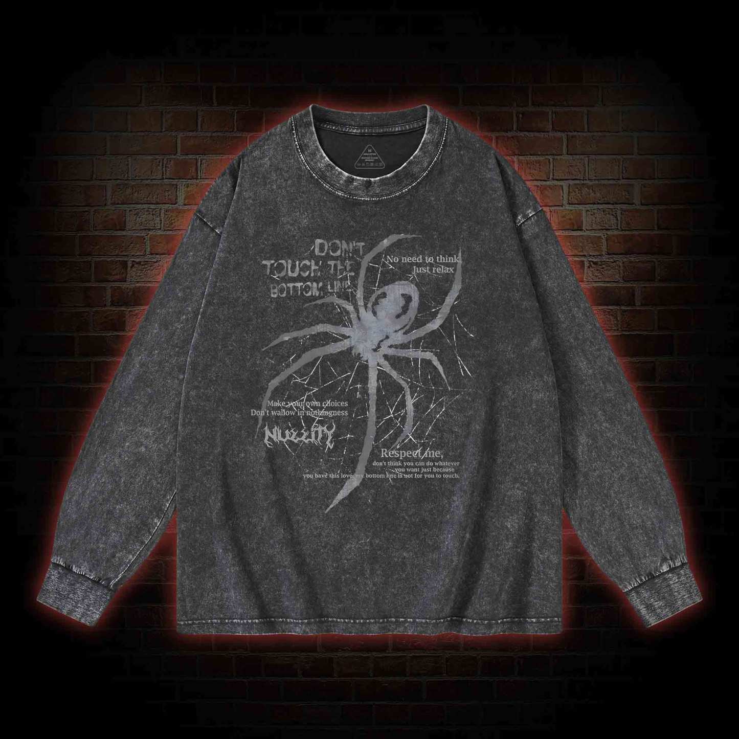 Don't Touch The Bottom Line Washed Long-Sleeve T-shirt