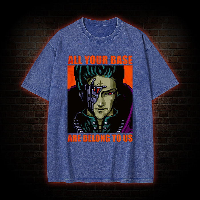 All Your Base Retro Meme Unisex Graphic Washed T-Shirt